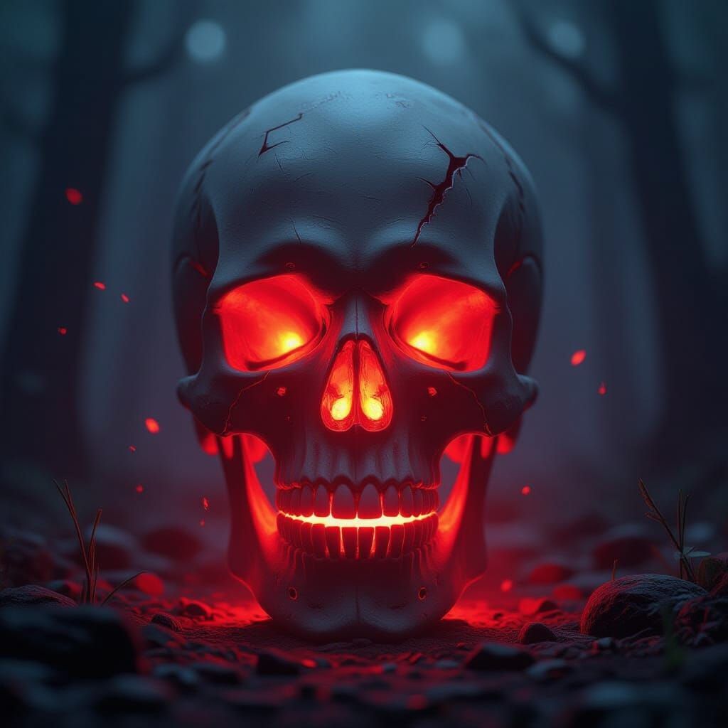 Glowing Red Skull Illustration