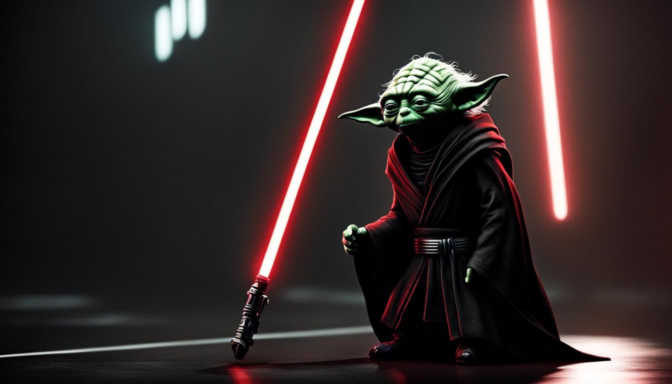 Yoda as Kylo Ren with Dramatic Lighting