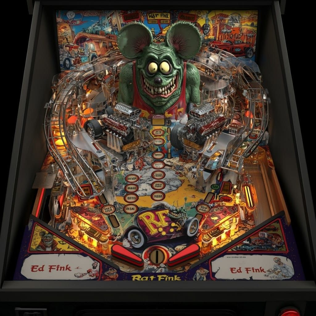 Rat Fink Pinball Machine in Ed Roth's Style