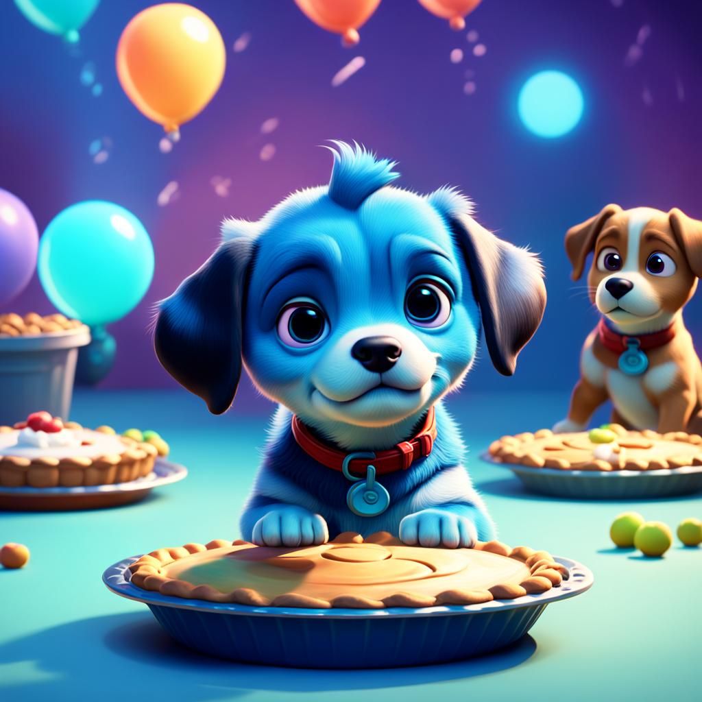 Adorable Puppy Baked in a Pie: 3D Digital Art