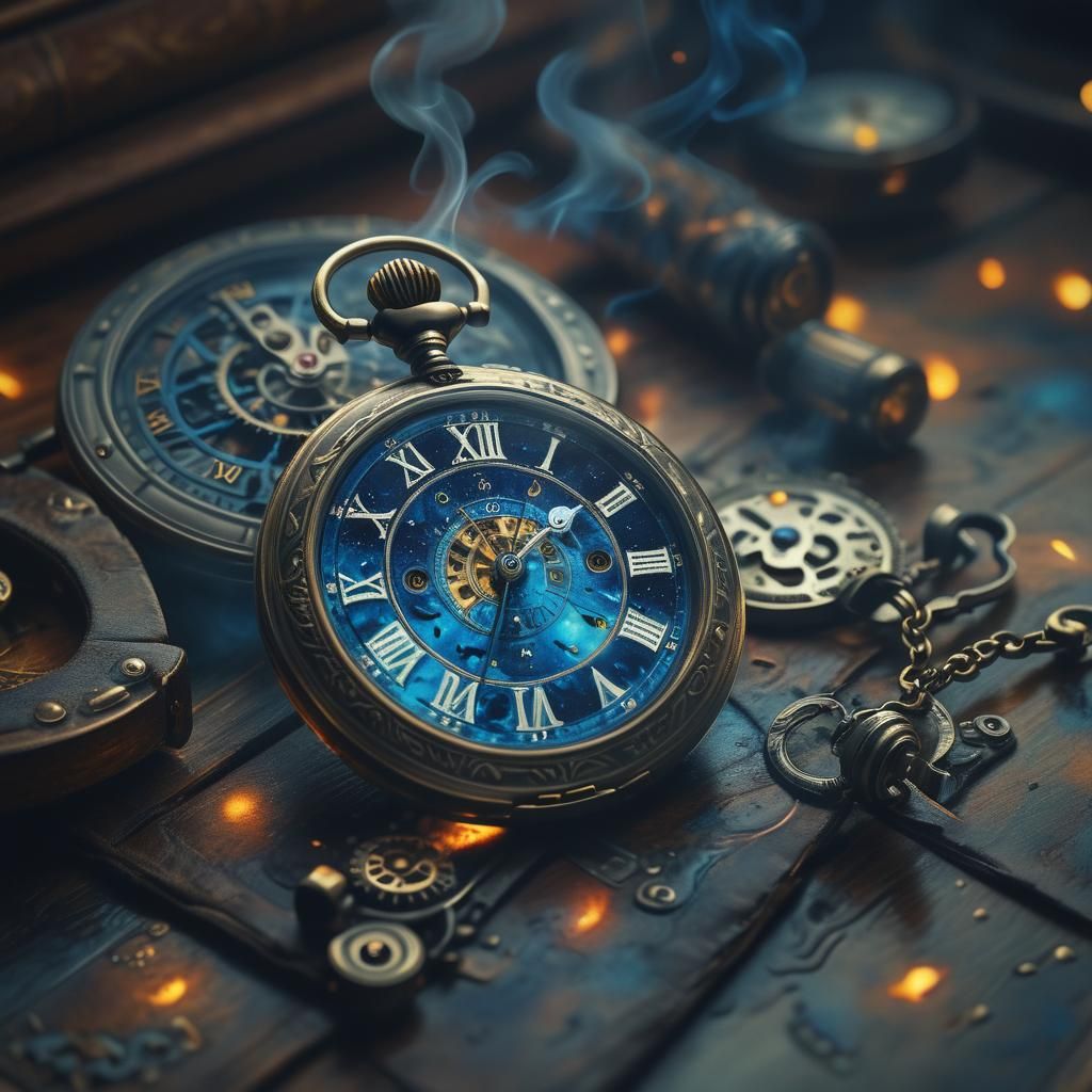 Psychedelic Pocket Watch in Watercolor Style