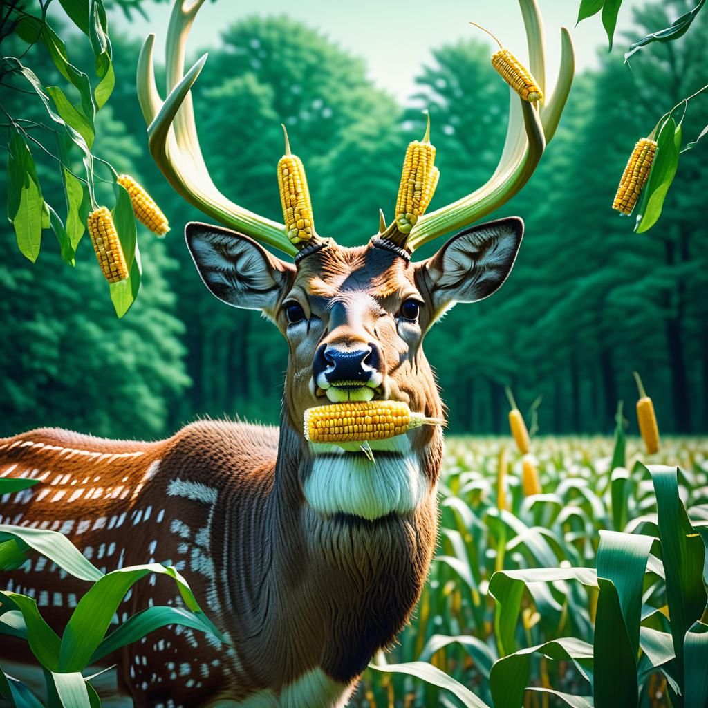 Deer with Corn Antlers in McDonald's Forest