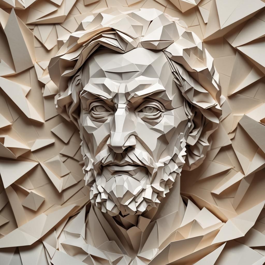 Michelangelo Style Layered Paper Portrait
