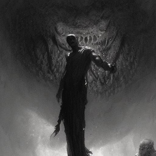 Grinning Fiend in Horror Illustration Style