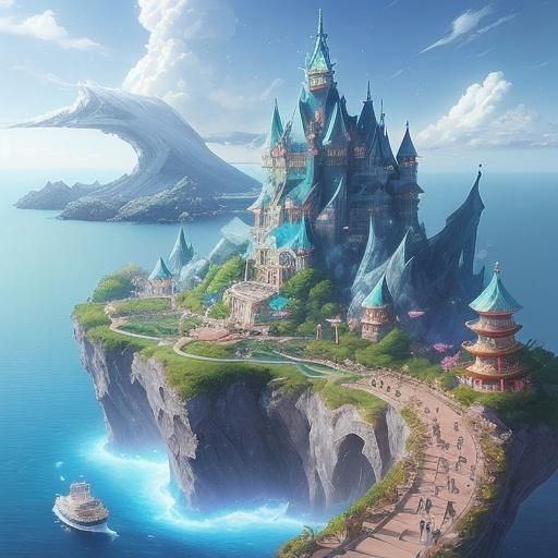 Fantasy Cruise Ship in Anime Style