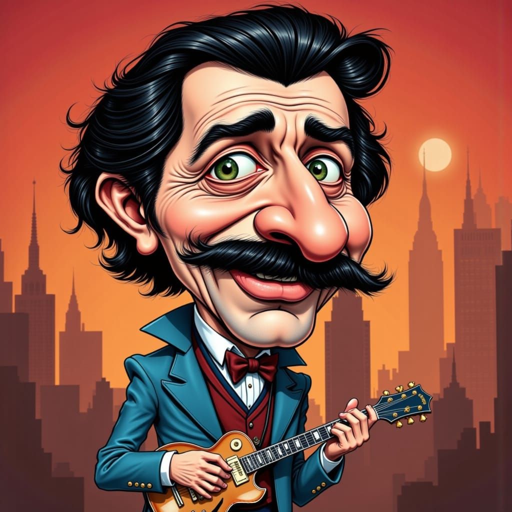 Elvis Presley Caricature in Vibrant Style