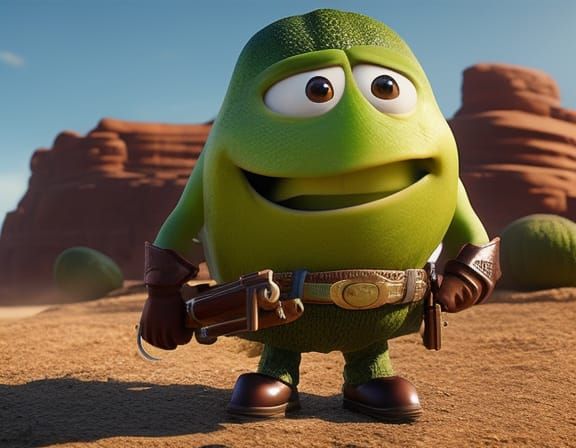 Cucumber Cowboy in the Wild West, Pixar Style