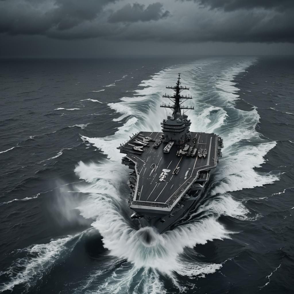 Navy Carrier Battles Winter Storm: Hyper-Realistic Digital A...