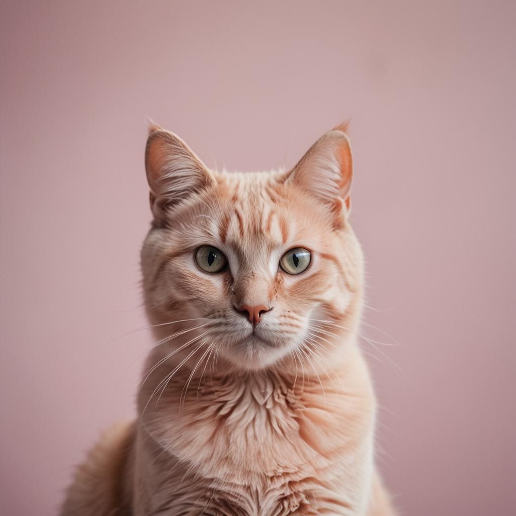 Pink Cat Portrait in High Definition Photography