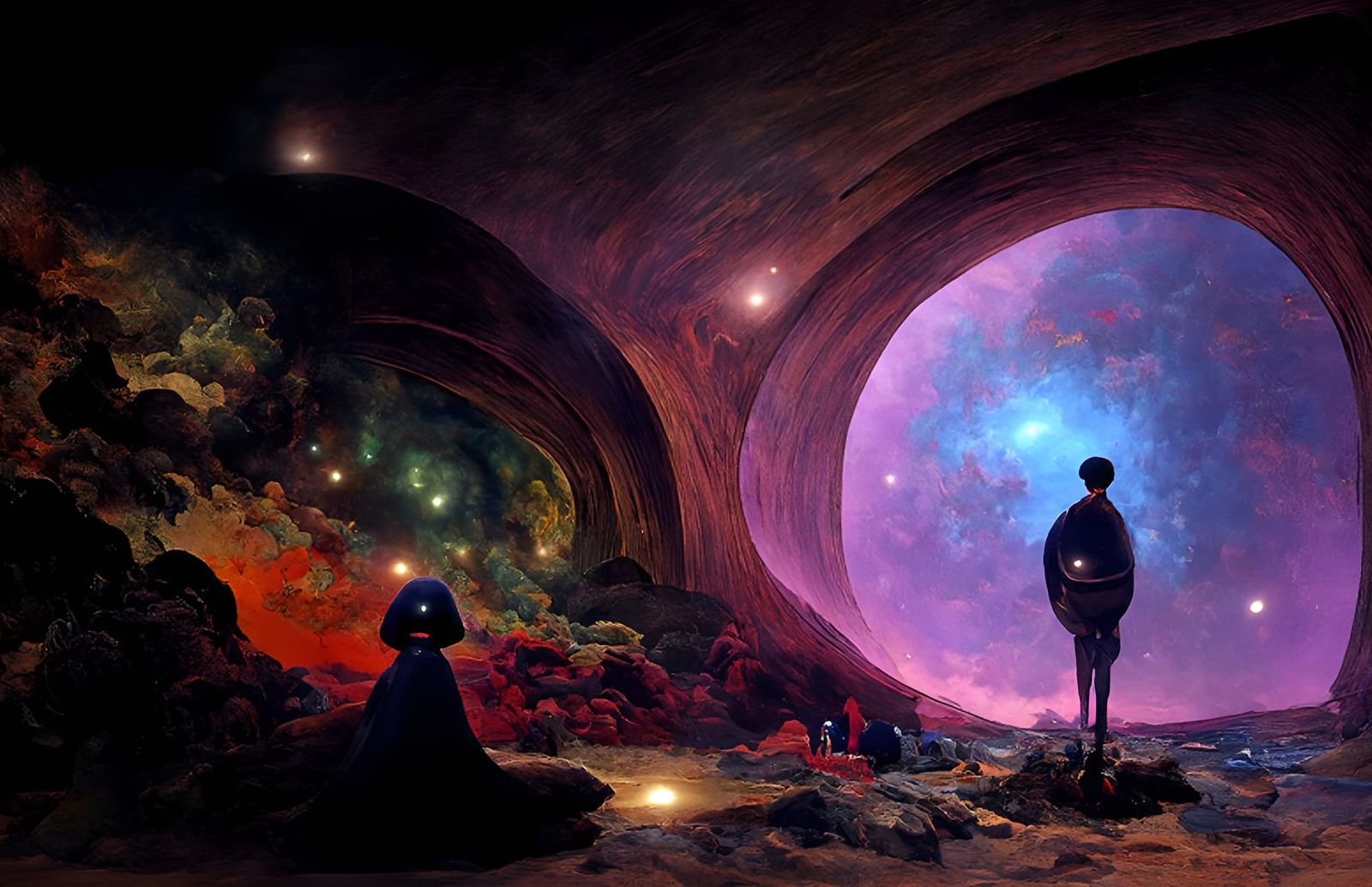 Cosmic Stargazer: A Sci-Fi Surrealism Landscape