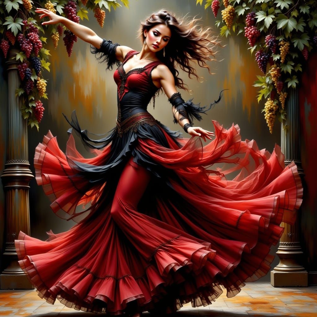 Passionate Spanish Dancer in Chaotic Order, Luis Royo Style