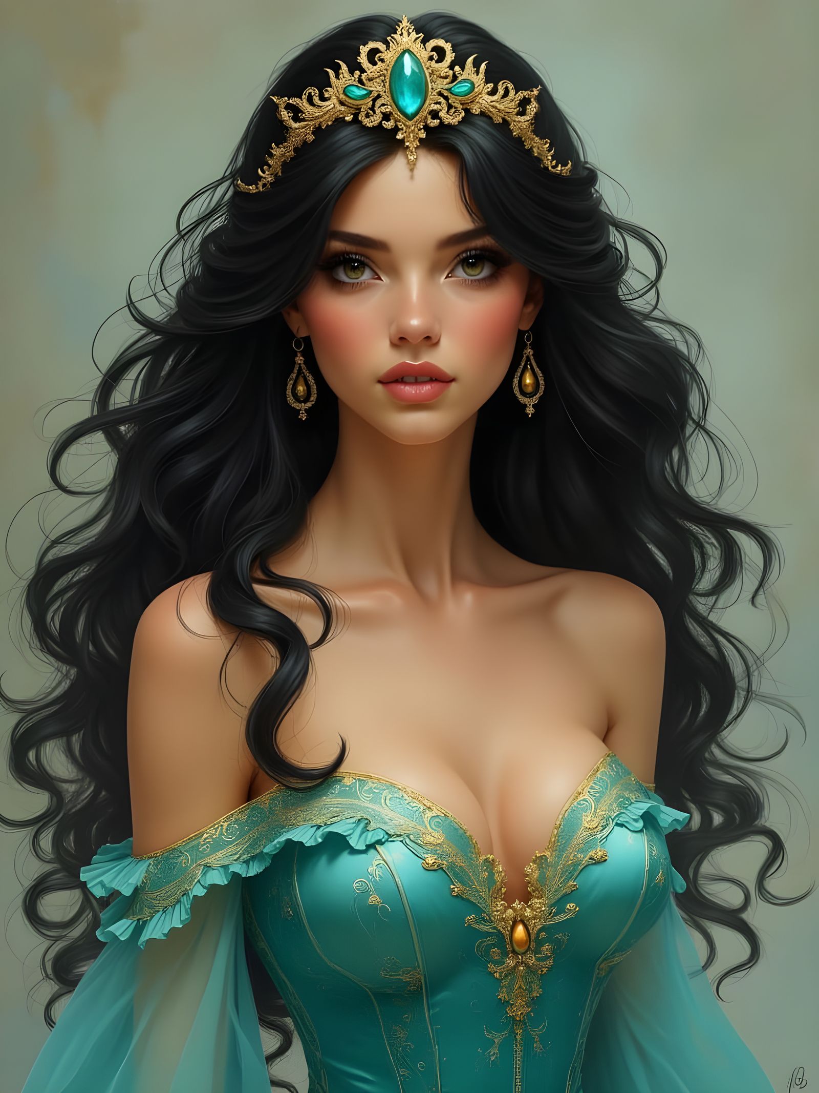 Fantasy Princess Portrait in Semi-Realistic Style