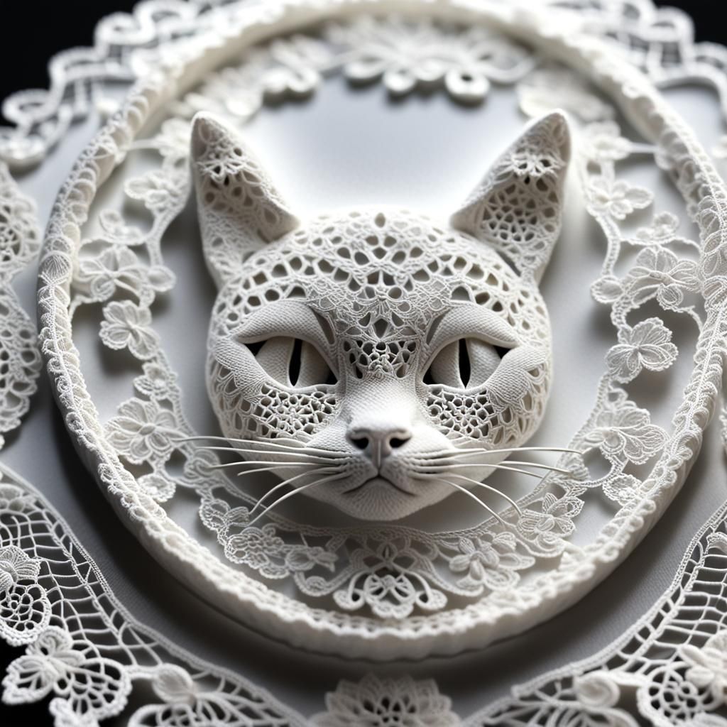 Hyperdetailed 3D Cats in Brussels Lace