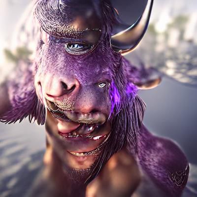 Menacing Purple Minotaur in Detailed 3D