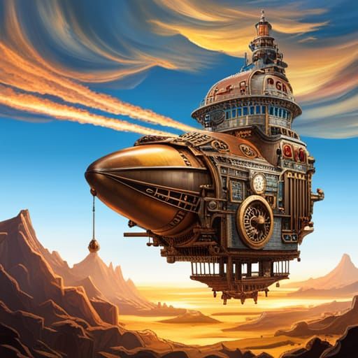 Steampunk Sky Ship with Intricate Filigree