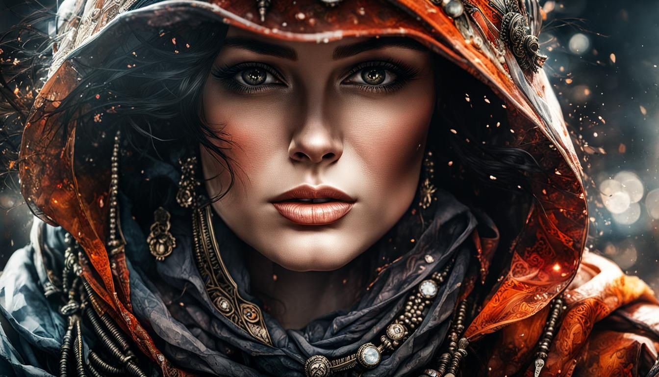 Hyperrealistic Watercolor Portrait of a Lady