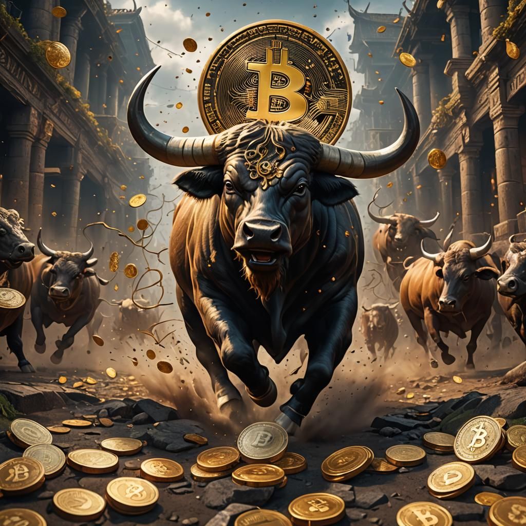 Bitcoin Bull Run: Detailed Matte Painting