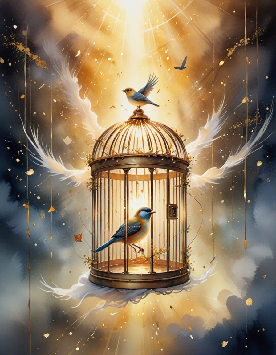 Sunlight Cage Holding Light in Ethereal Mist