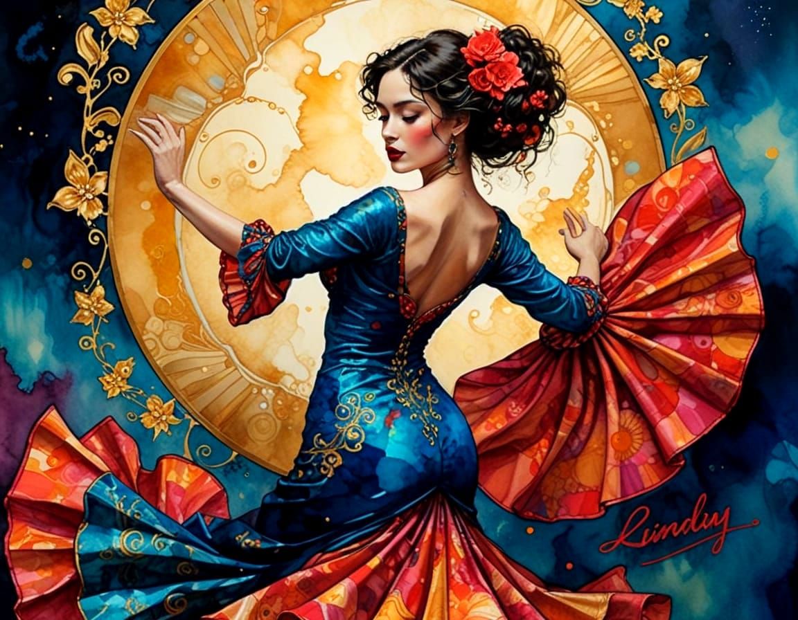 Whimsical Retro Blockbuster Flamenco Dancer in Ethereal Art ...