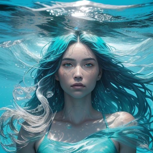 Ethereal Ocean Goddess Rises from the Waves