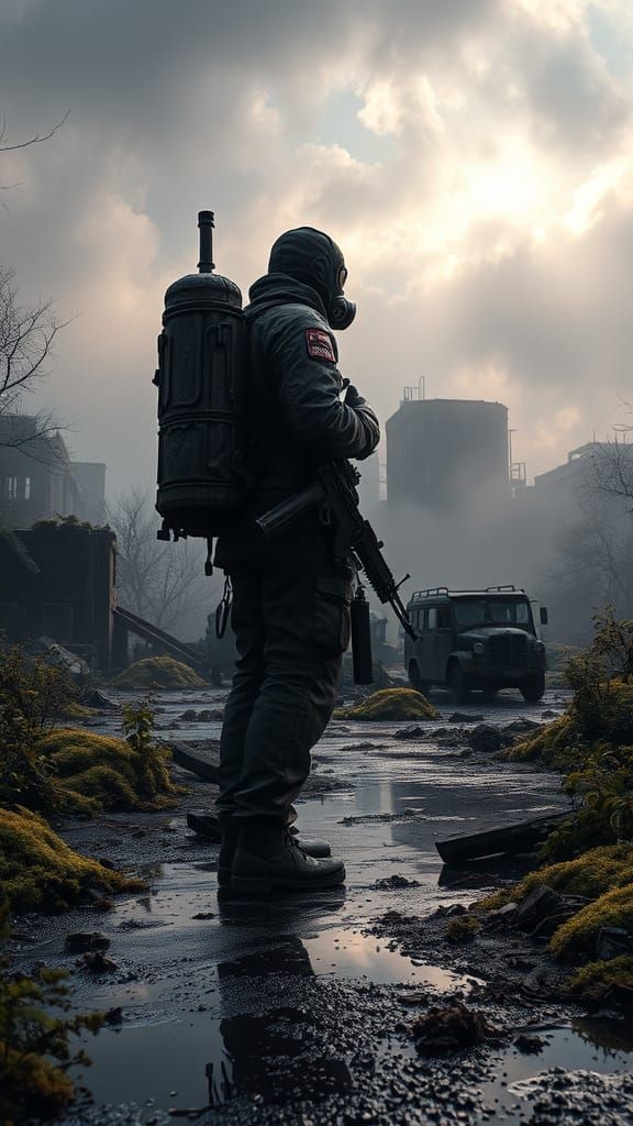 Lone Survivor in Post-Apocalyptic Ruins