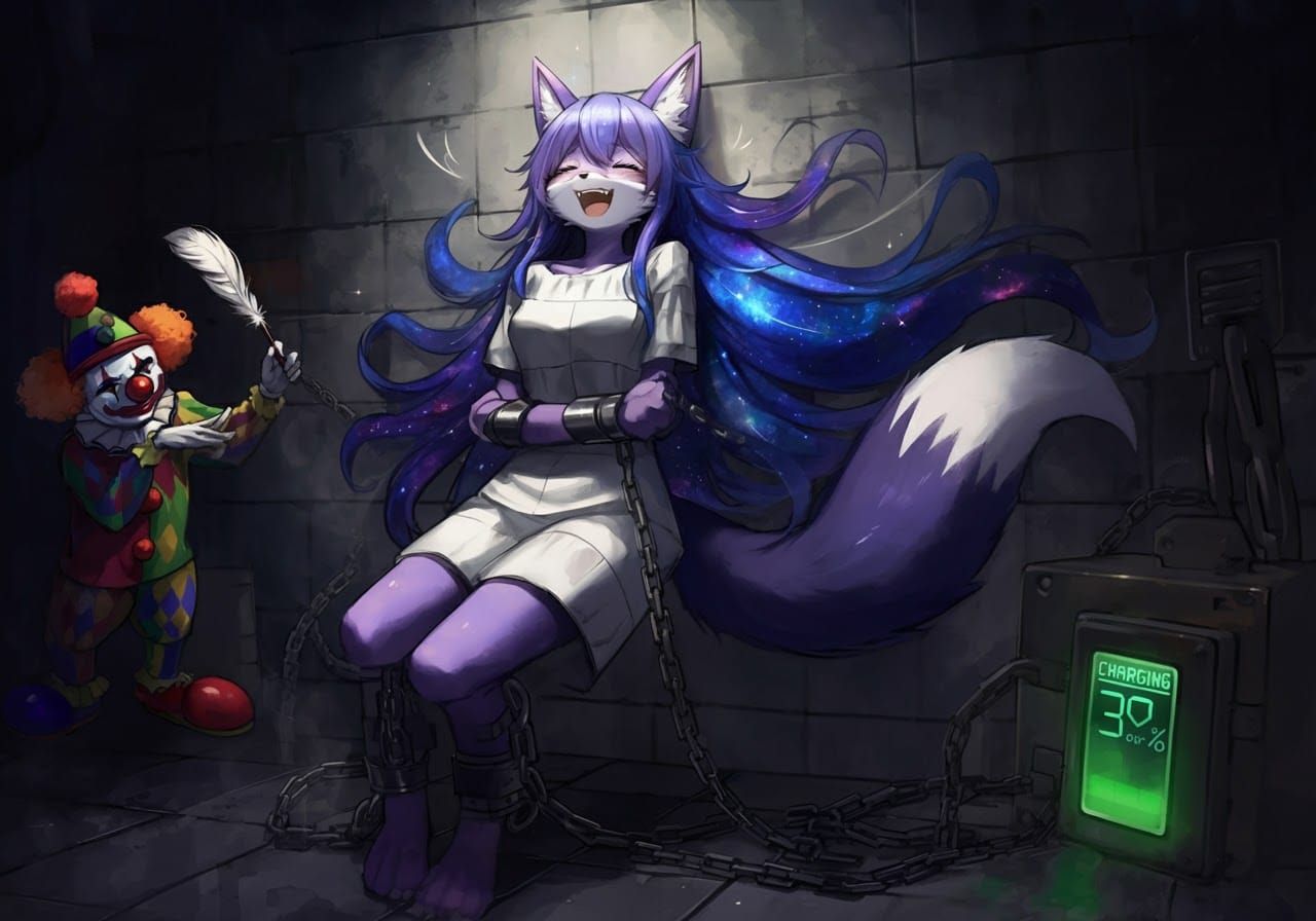 Dystopian Prison: Anthropomorphic Fox Tickled in Digital Art