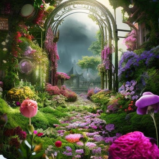 Epic Secret Flower Garden Digital Painting