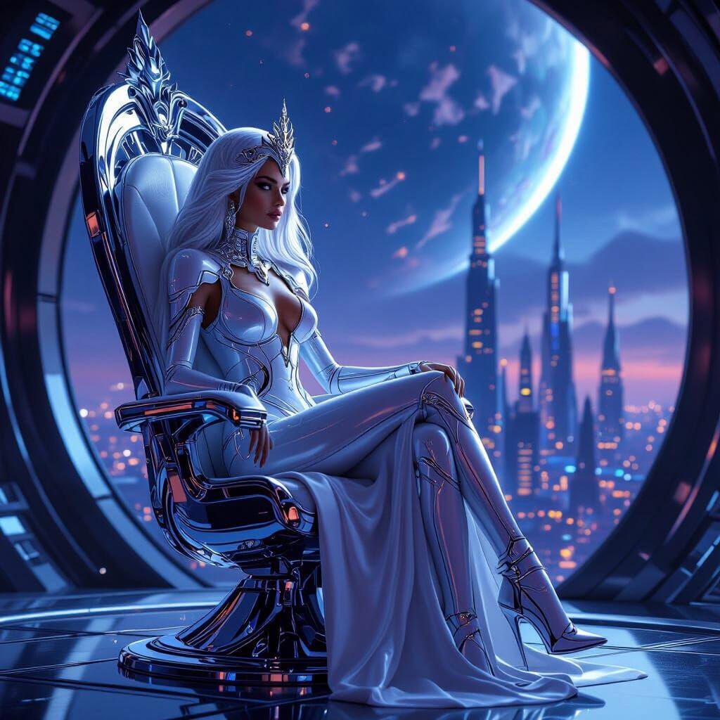 Glamorous Alien Queen in Syd Mead Style