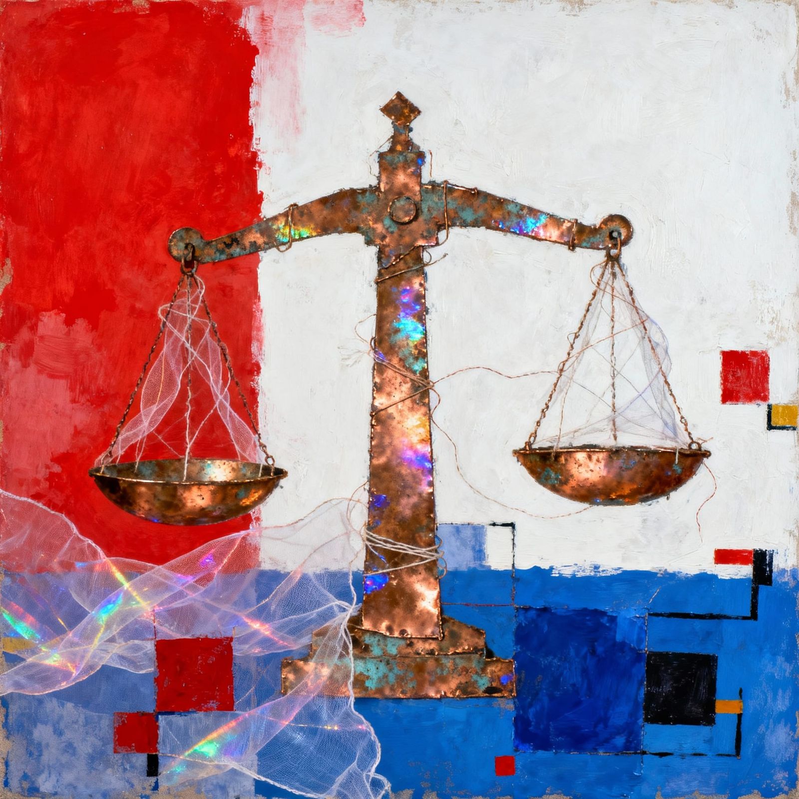 Abstract Justice & Hope in Oxidized Copper and Light