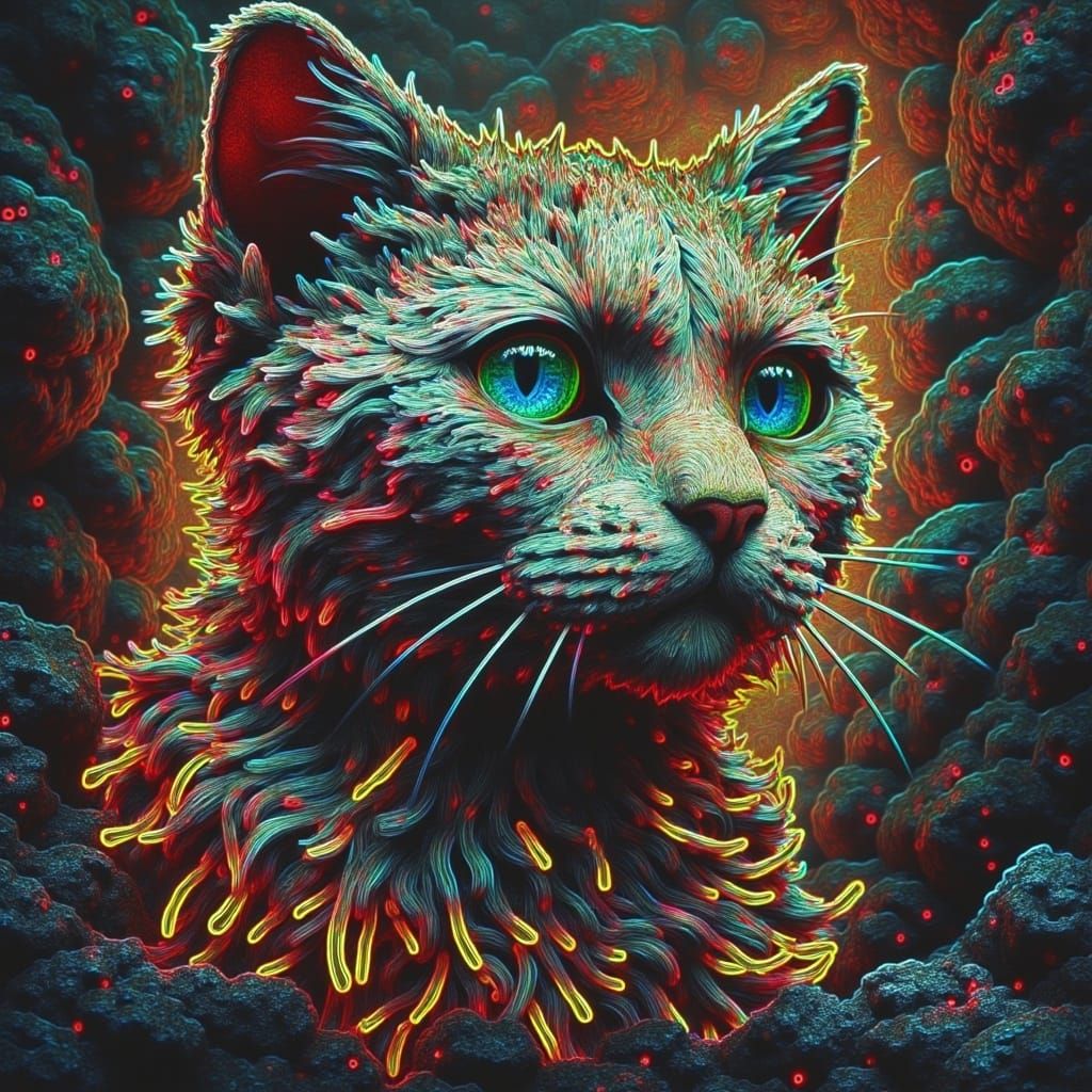 Neon Cat Sketch: A Vibrant Drawing