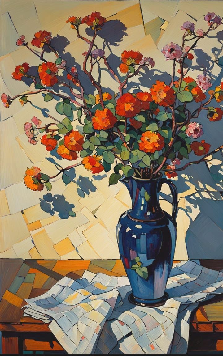 Vibrant Still Life in Chiaroscuro Style