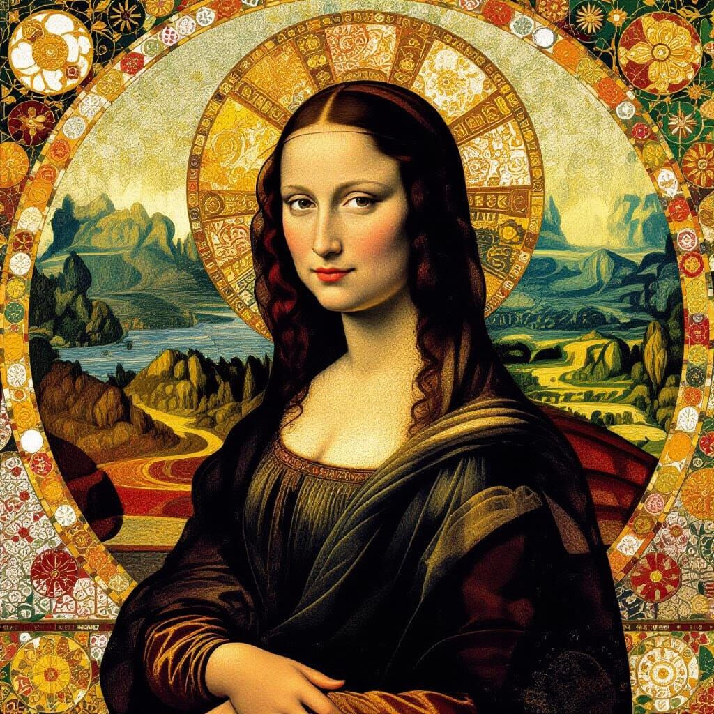 Elizabeth Kederer Portrait in Klimt, Millet, Courbet Style