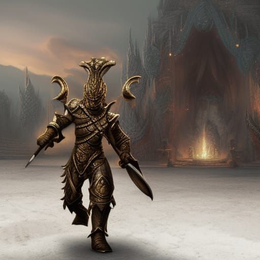 Gold Dragonborn Barbarian with Greataxe