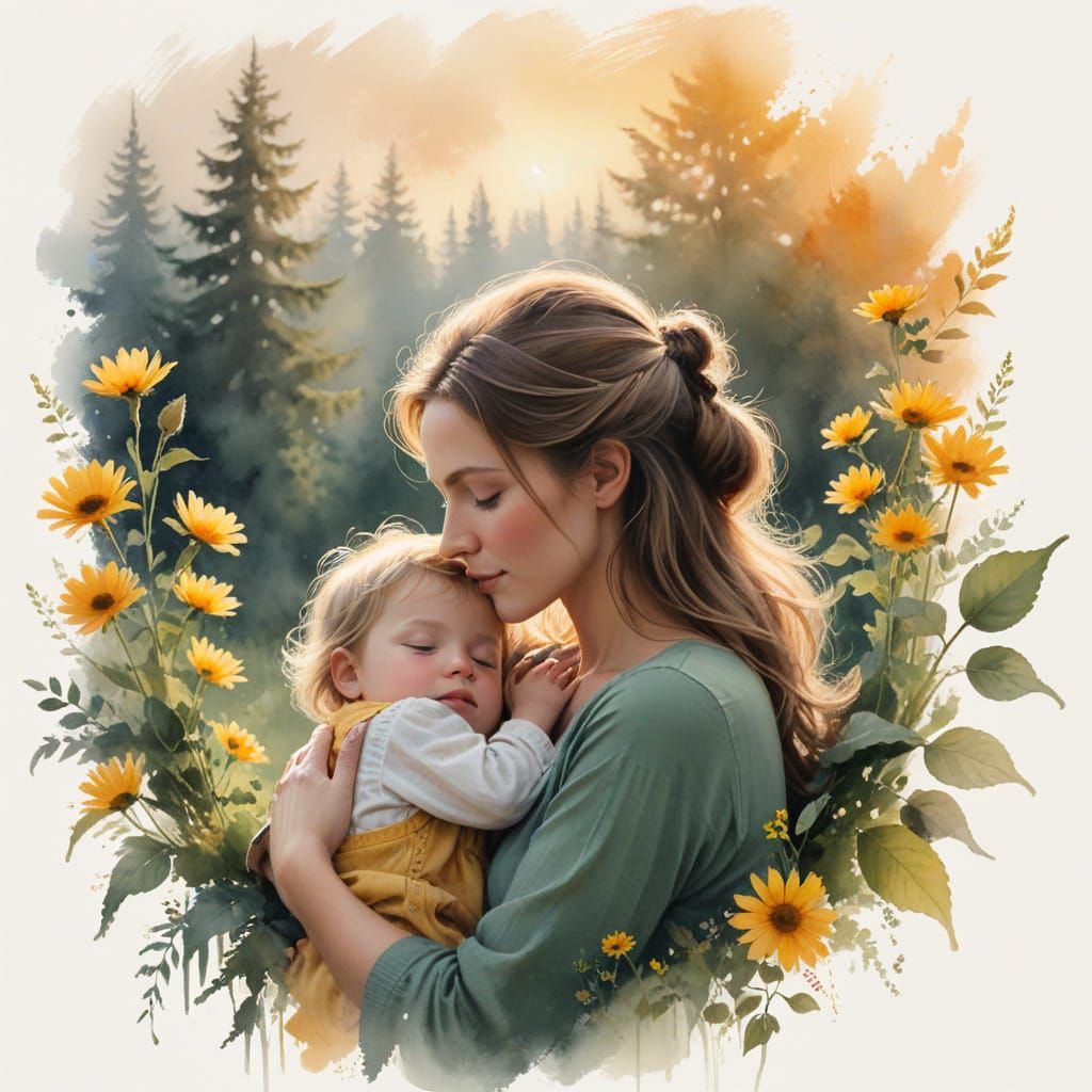 Mother and Child Share Intimate Moment in Soft Light