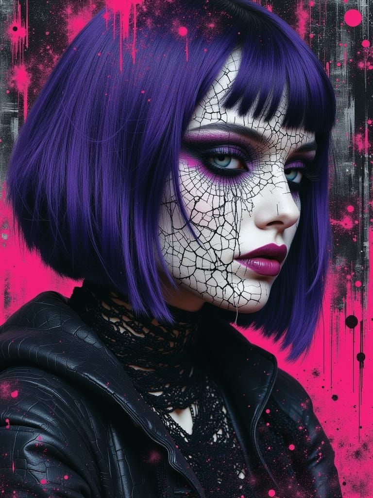 Gothic Portrait with Abstract Tattoo Elements