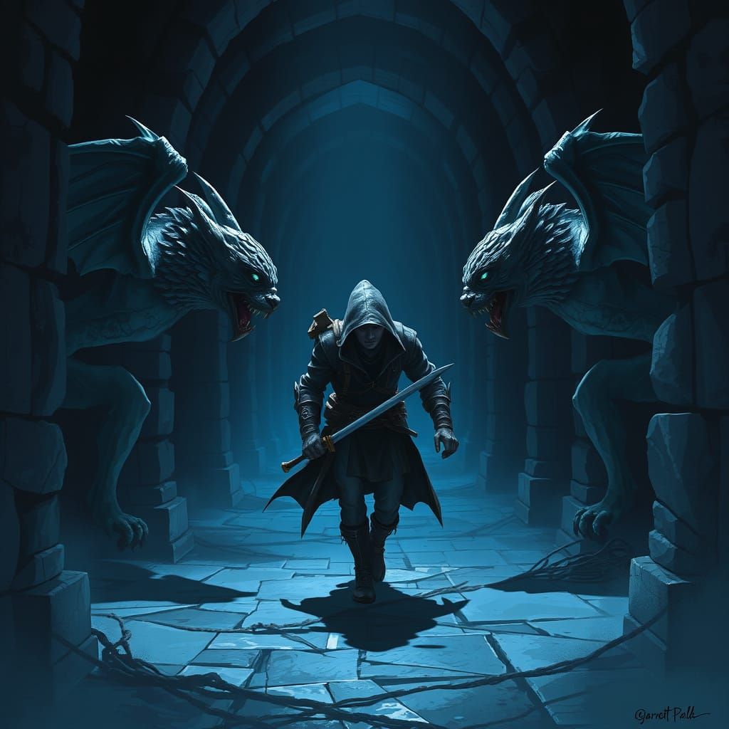 Garret the Thief in Ominous Gargoyle Dungeon