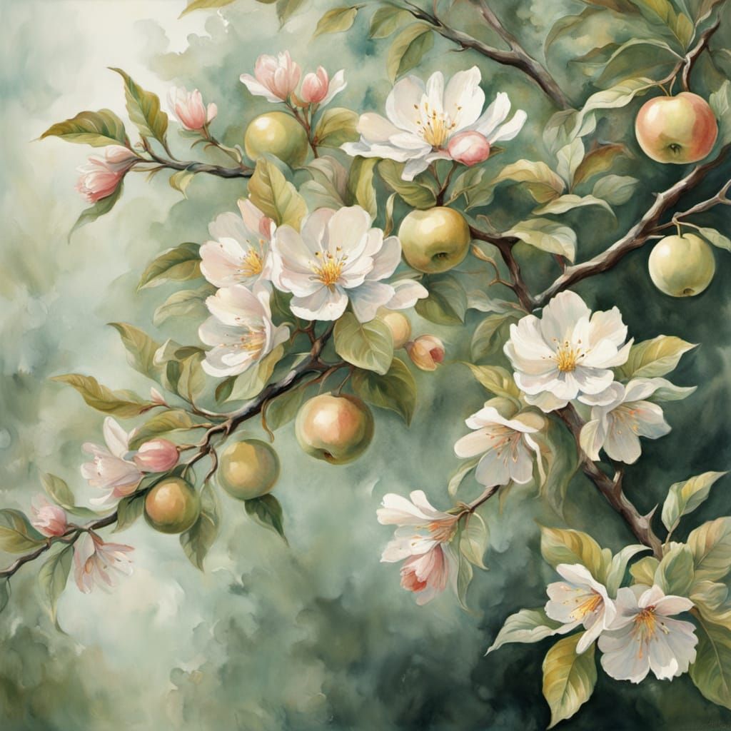 Whimsical Apple Tree in Full Bloom