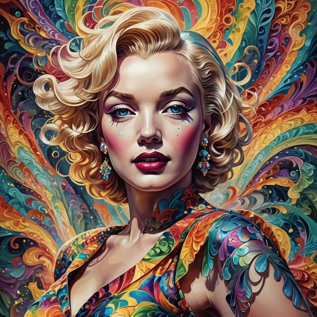 Rainbow Marilyn Monroe: Vibrant Digital Art Portrait