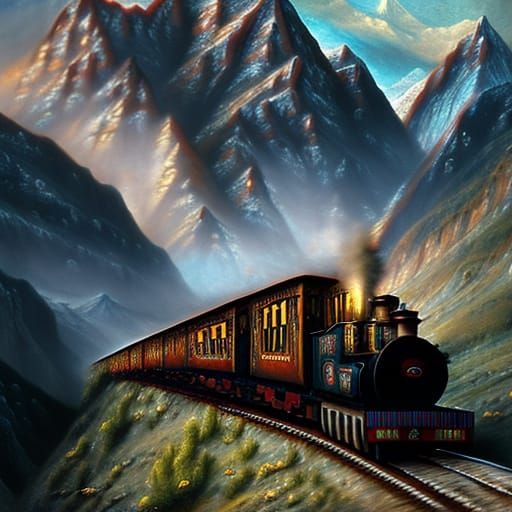 Himalayan Train in Jugendstil Style, Breathtaking Scenery