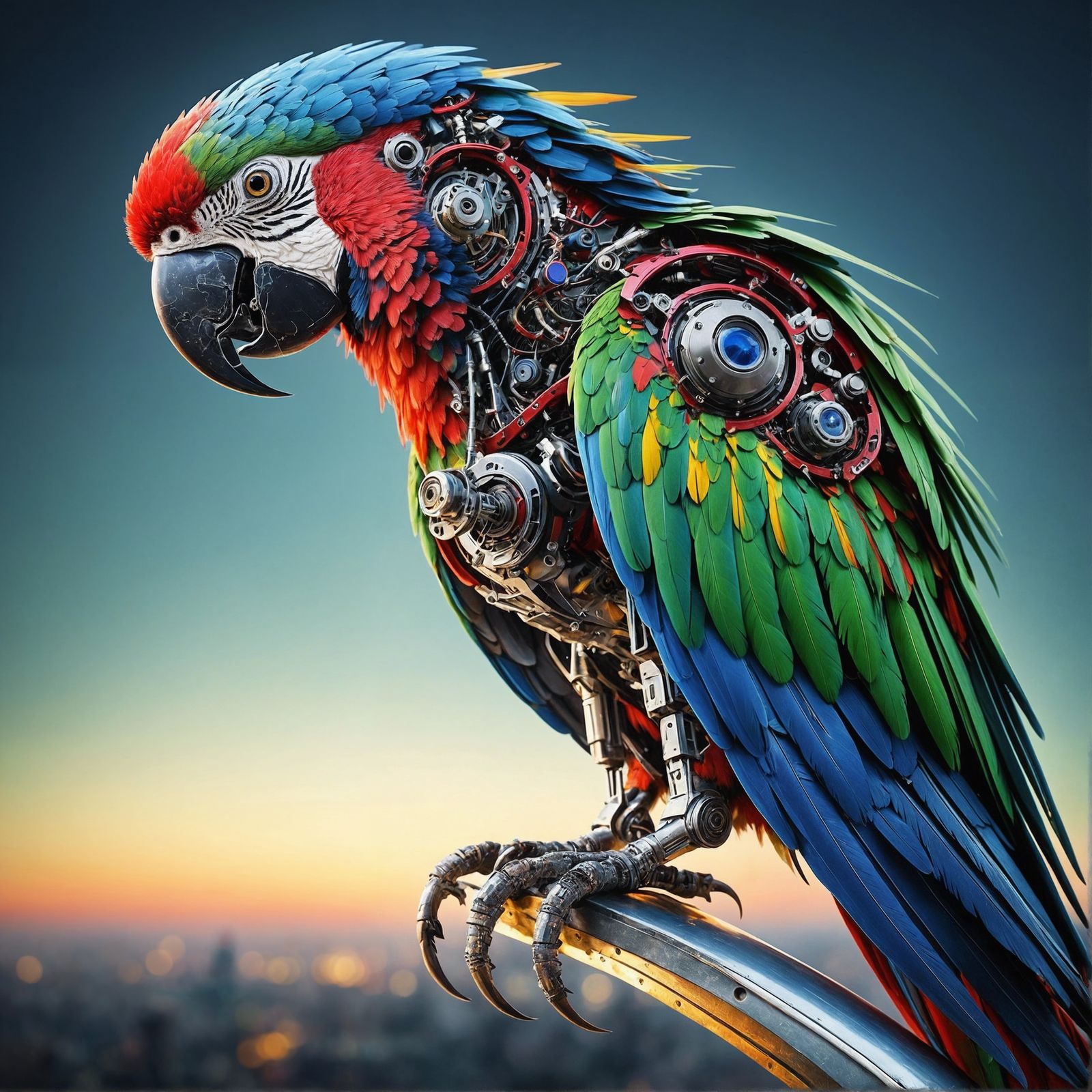 Cyborg Parrot: Fusion of Nature and Future