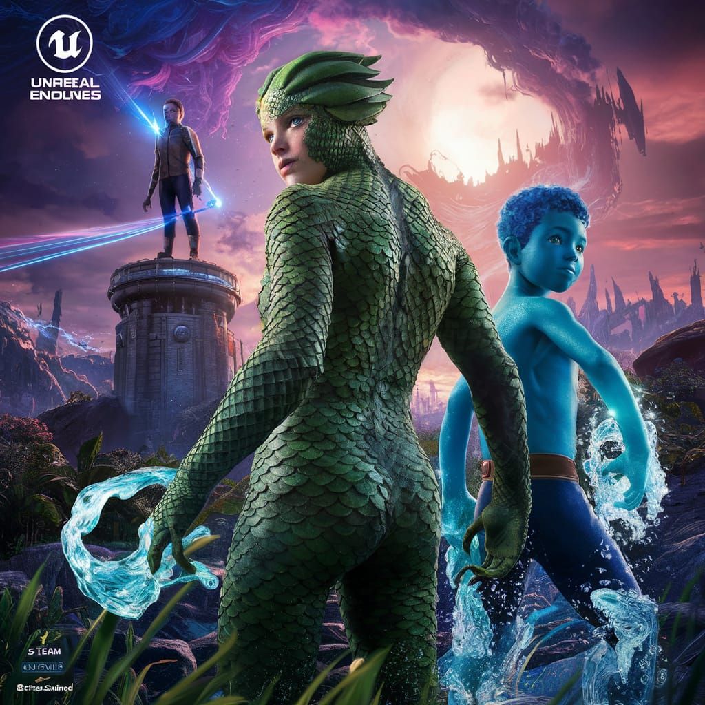 Scales and Bubbles in a Futuristic, Mystical Landscape