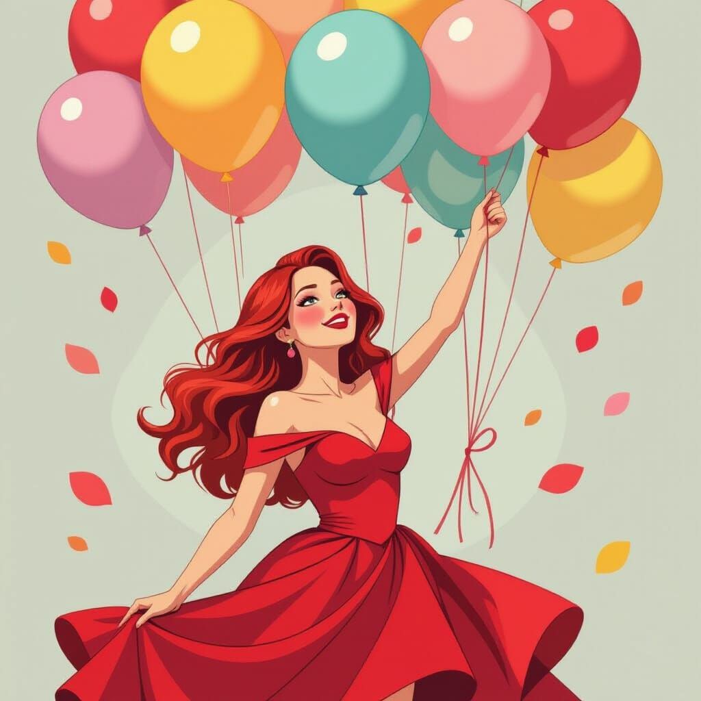 Scarlet Witch Reaching for Birthday Balloons