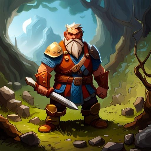 D&D Dwarf Fighter Standing in Field