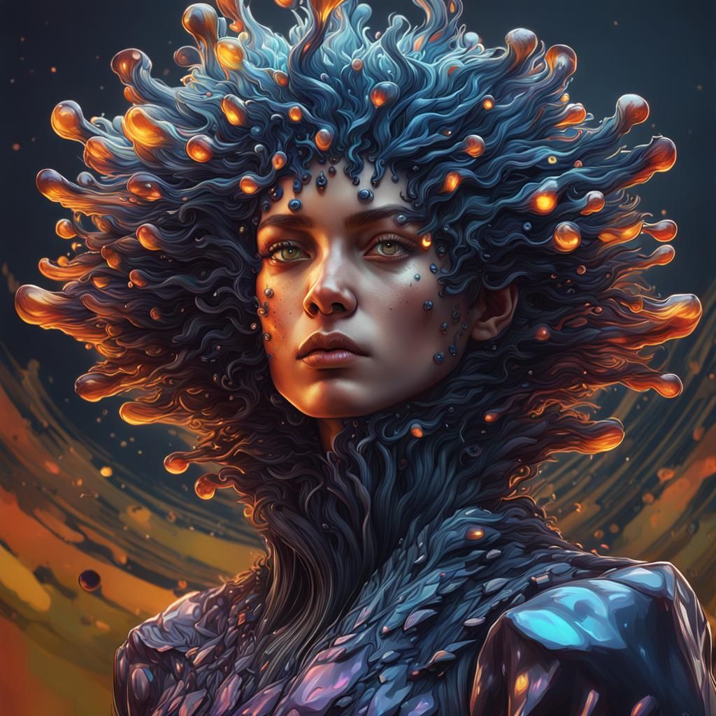 Ferrofluid Portrait in Hyperdetailed Digital Art Style