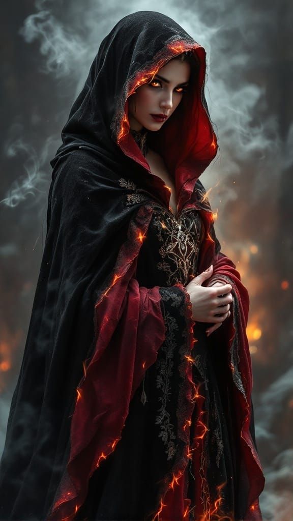 Regal Queen of Shadows and Fire, Shrouded in Flames