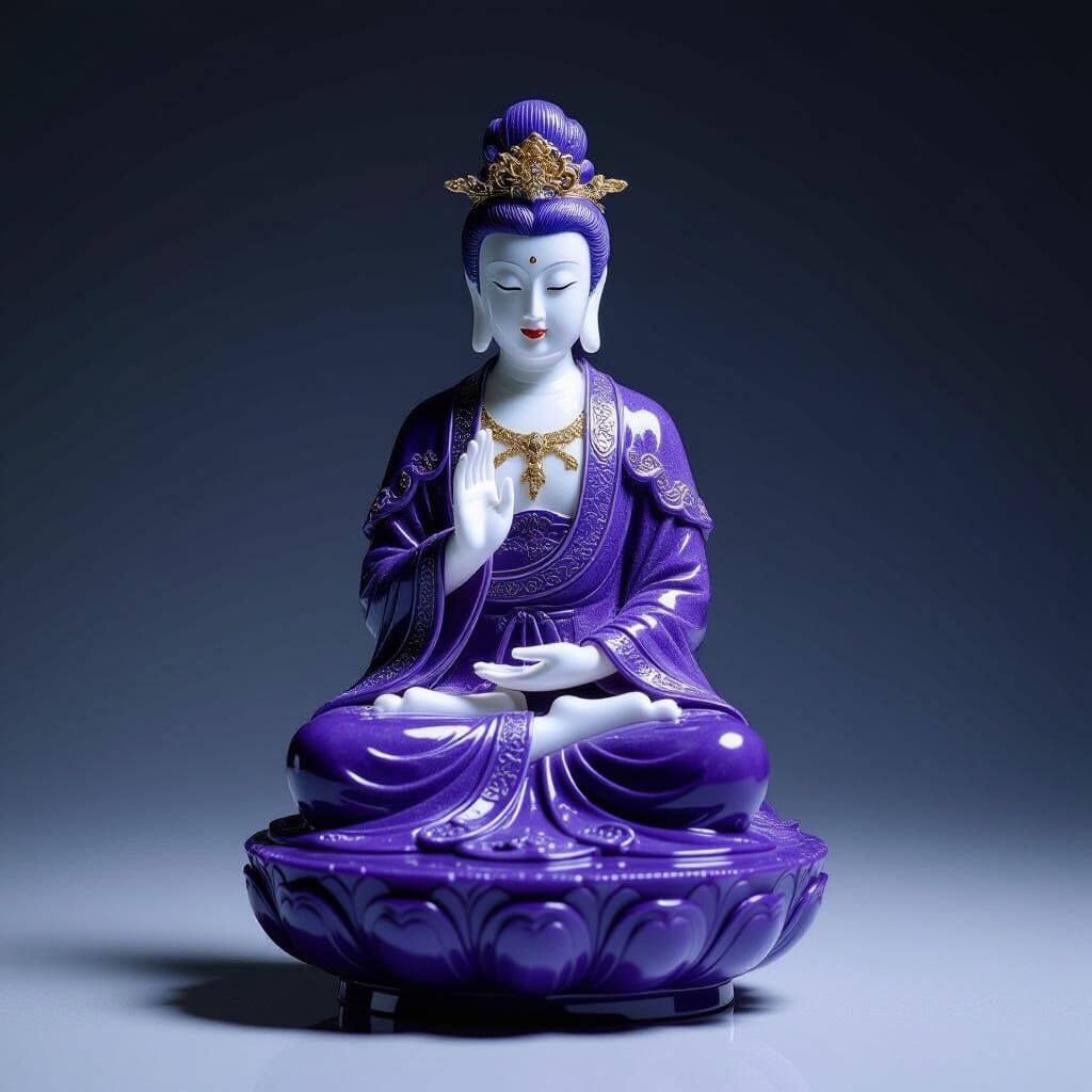 Guanyin Sugilite Figurine in Japanese Art Style