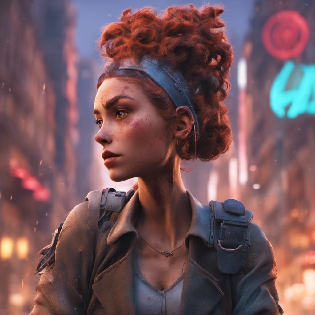 Woman in Post-Apocalyptic Paris: 3D Digital Art