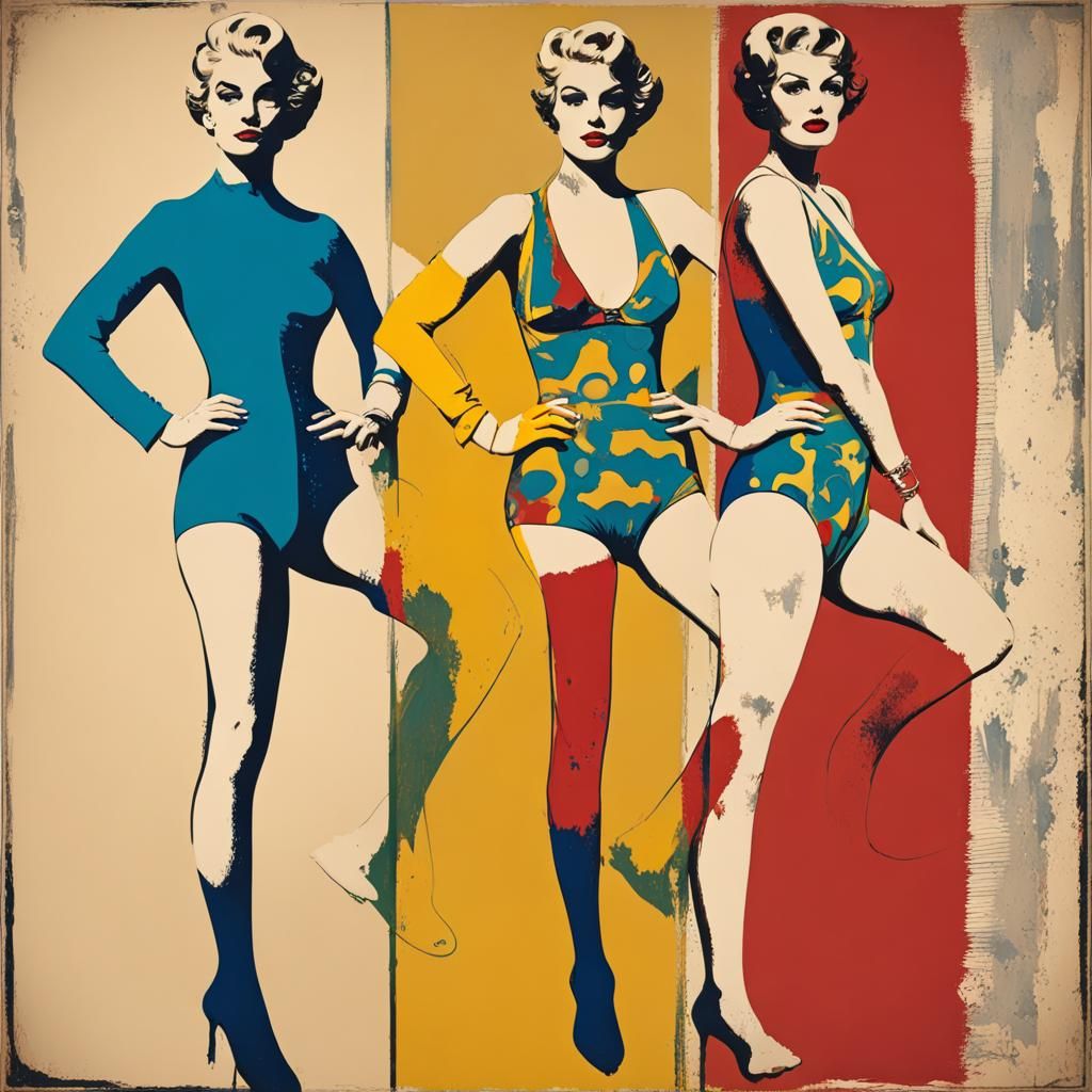 Warhol-esque Bathing Suits in Abstract Pop Art