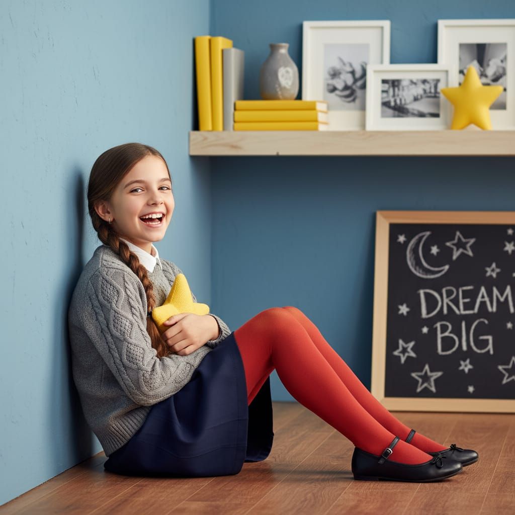 Young Girl in Cozy Room with Ballet Flats