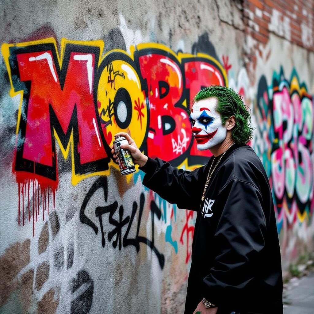 Joker Graffiti Art in Urban Style